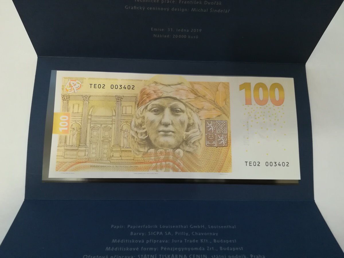 Чехия 100 крон 2019 г. 100 летие чешской кроны (Буклет) UNC